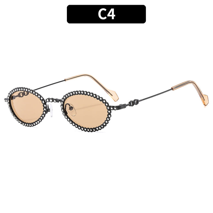 Verschnörkelte ovale Rahmen-Sonnenbrille