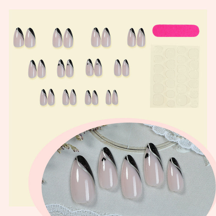 Premium dekorativer Press-On-Nagelset mit elegantem französischem Design Karnz