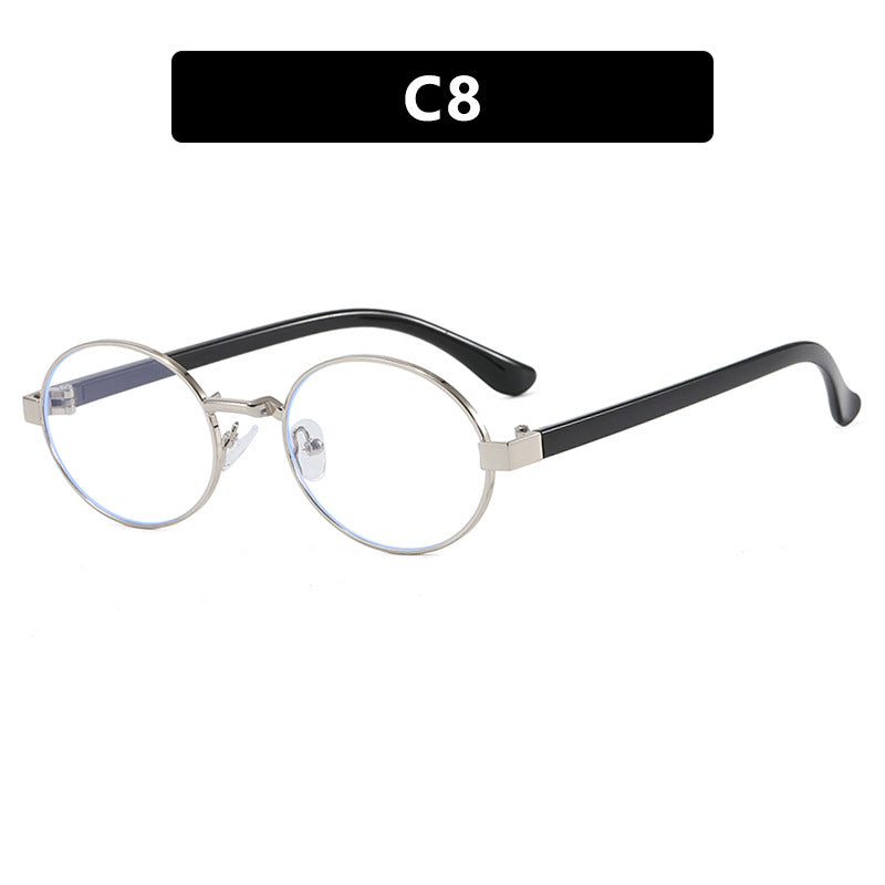 Damen runde Brille mit elegantem Metallrahmen und verstellbaren Nasenpads Karnz