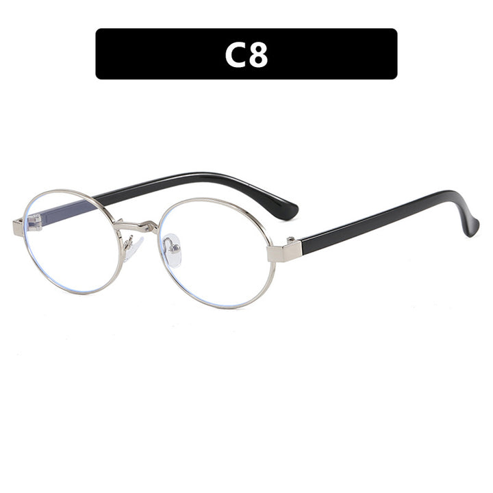 Damen runde Brille mit elegantem Metallrahmen und verstellbaren Nasenpads Karnz
