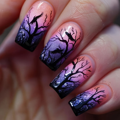 Kreative Kunstnägel mit Mystischem Herbstwald-Design Karnz