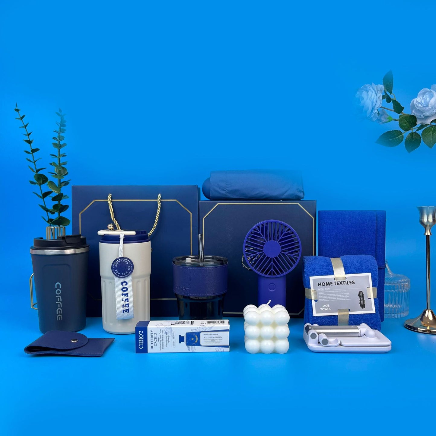 Damen Set mit Kaffeebecher und tragbarem Ventilator Karnz