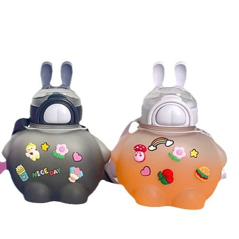 Damen kreative Trinkflasche mit Tierohren und bunten Aufklebern Karnz