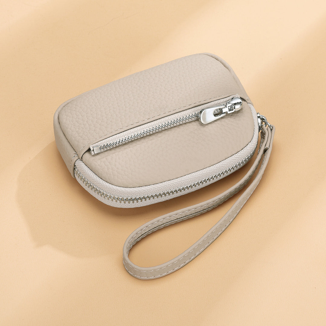 Kompakte Reißverschluss-Leder-Münztasche