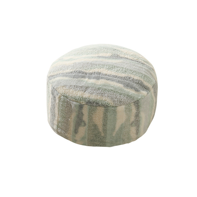 Rundes Sitzpouf aus Teddy‑Fleece mit weichem Strukturbezug