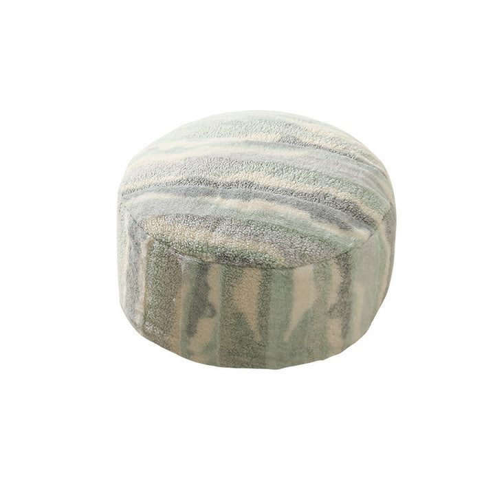 Rundes Sitzpouf aus Teddy‑Fleece mit weichem Strukturbezug