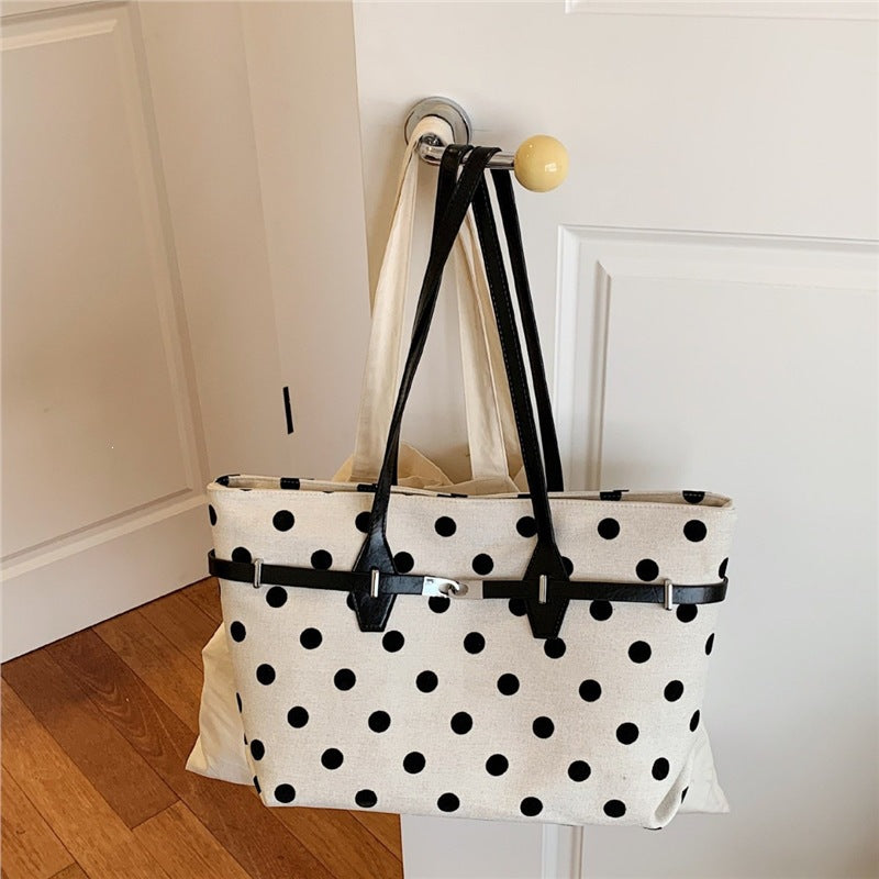 Polka Dot Canvas Tasche