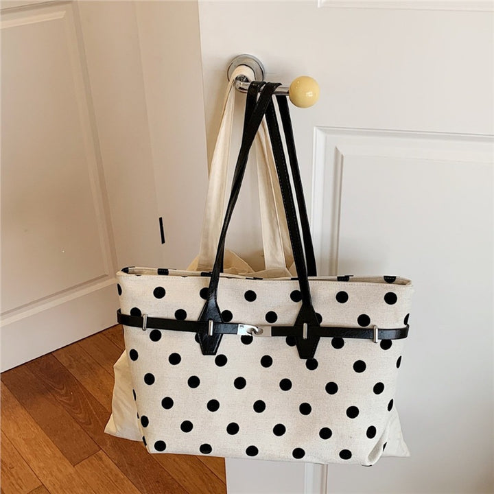 Polka Dot Canvas Tasche