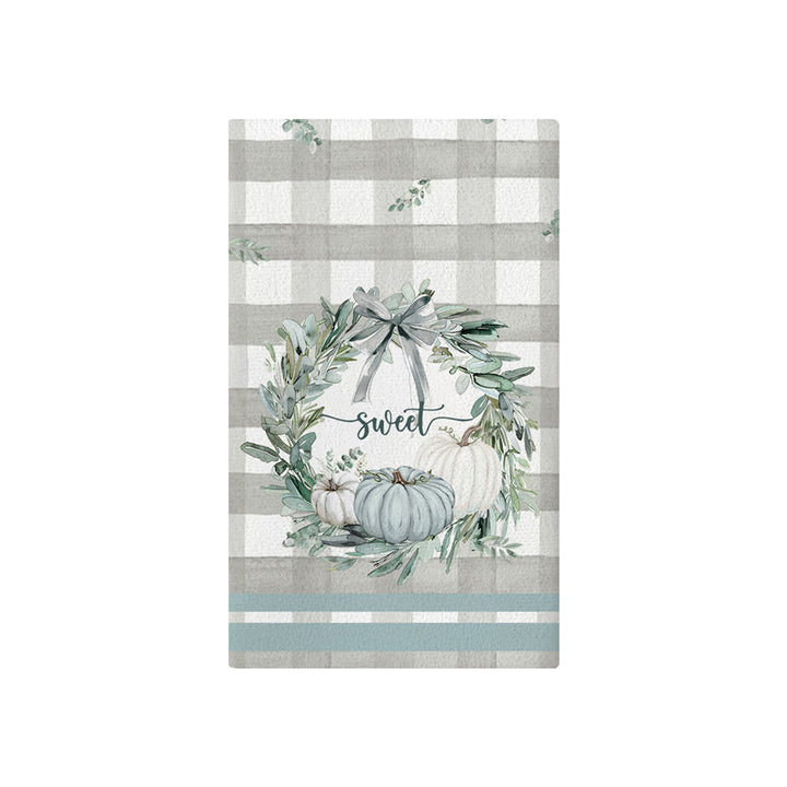 Vertikales Büffel-Karierter Herbstgarten-Banner mit bemalter Kürbis-Illustration