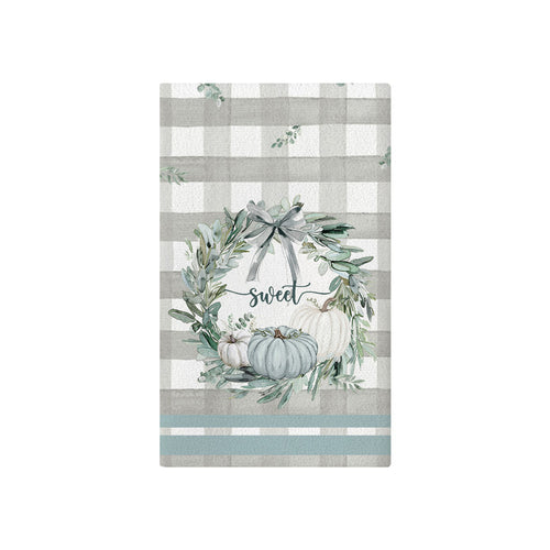 Vertikales Büffel-Karierter Herbstgarten-Banner mit bemalter Kürbis-Illustration