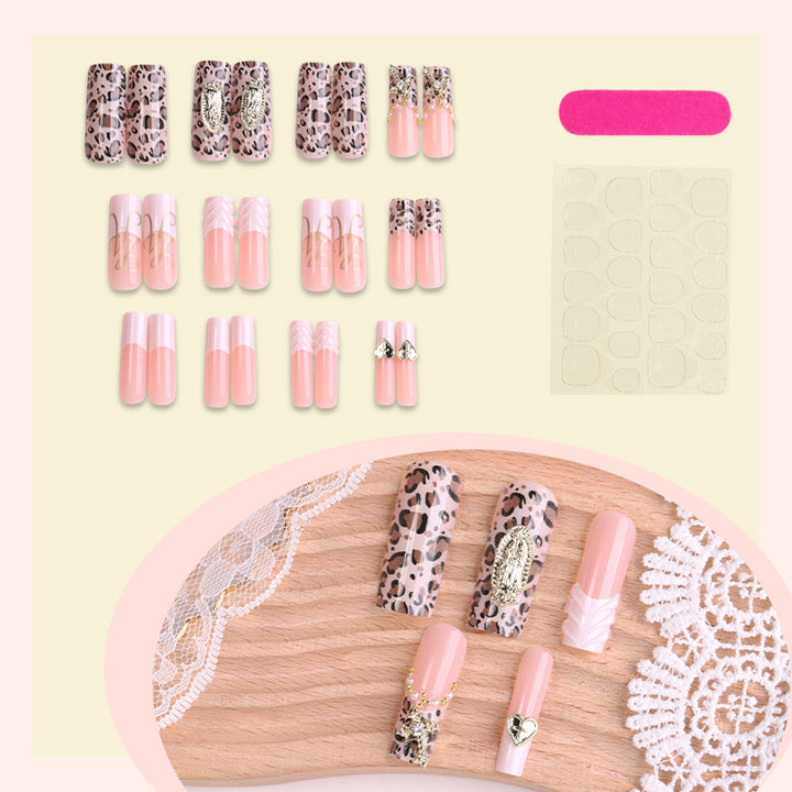 Premium dekoratives Press-On Nagelkunstset mit eleganten Leopardenmustern Karnz