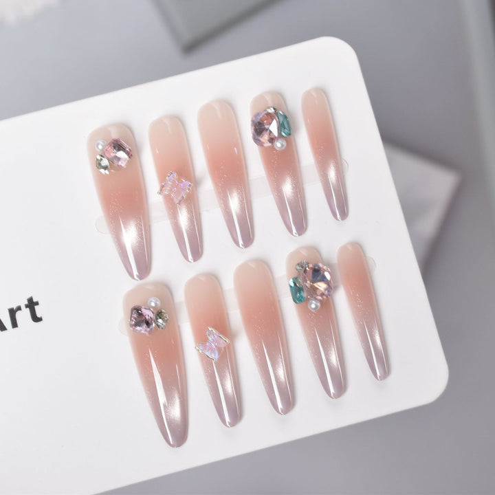 Premium Ombre Glitter Press-On Nail Set Karnz