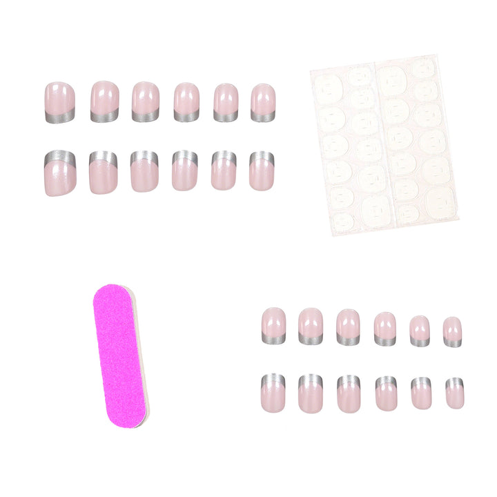 Elegantes silbergetipptes Acryl-Nagelset Karnz