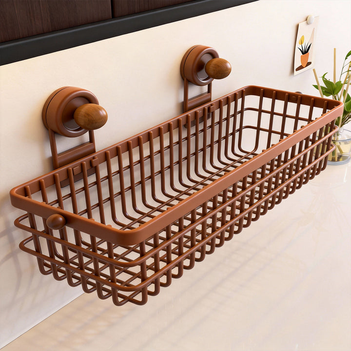 Saugnapf-montierte rechteckige Badezimmer-Waschtisch-Organizer-Basket mit Ablassgitter und abnehmbarem Becher