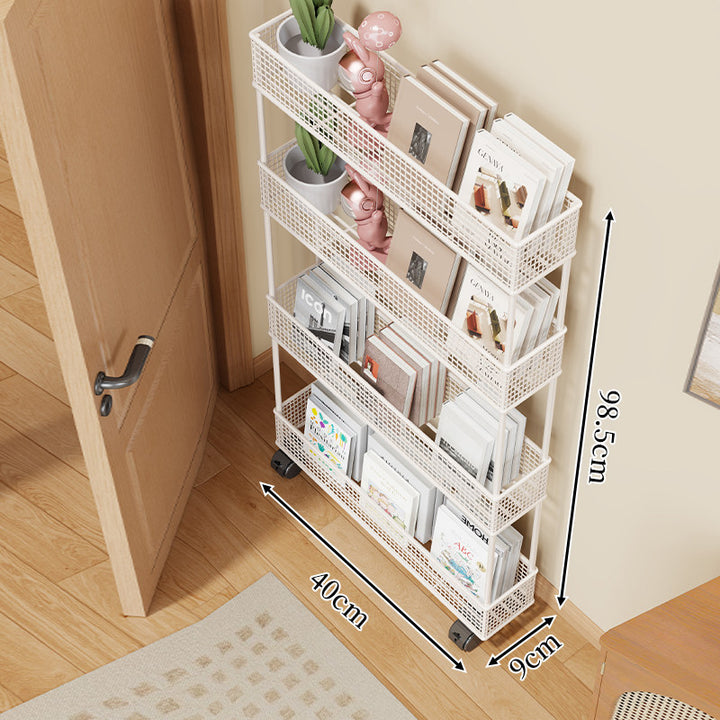 Schlanker vierstufiger Metallgitter schmaler Bücherregal-Organizer