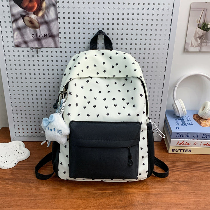 Alltagsrucksack mit Verspieltem Sternen-Design und Zusätzlicher Fronttasche Karnz