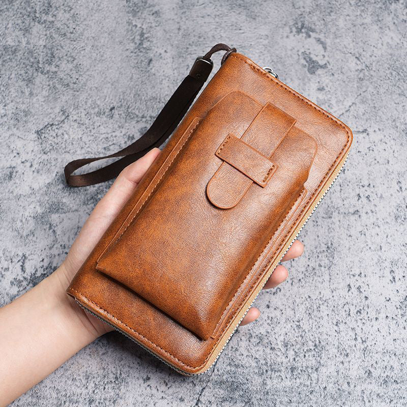 Reißverschluss Leder Reisegeldbörse mit RFID-Schutz Karnz