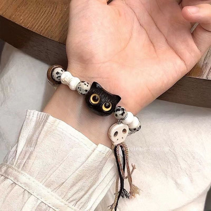 Verspielt Katze und Knochen Charme Armband Karnz