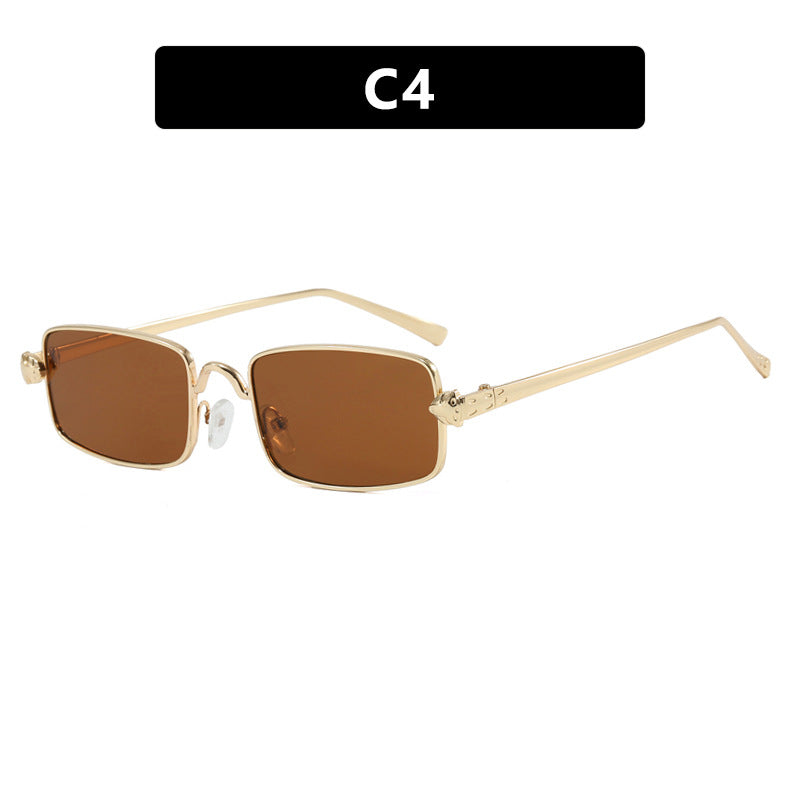 Damen elegante quadratische Sonnenbrille mit luxuriösem Metallrahmen und UV-Schutz Karnz