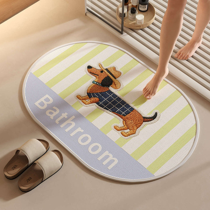 Bestickete Hundethemen-Badezimmermatte