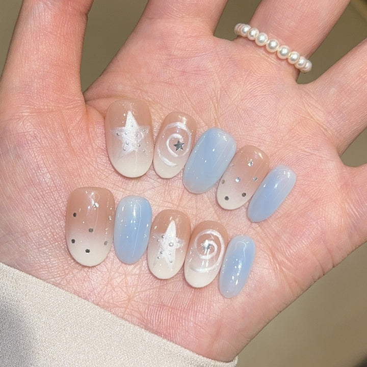 Künstliche Nagelspitzen Im Funkelnden Sternen-Design Karnz