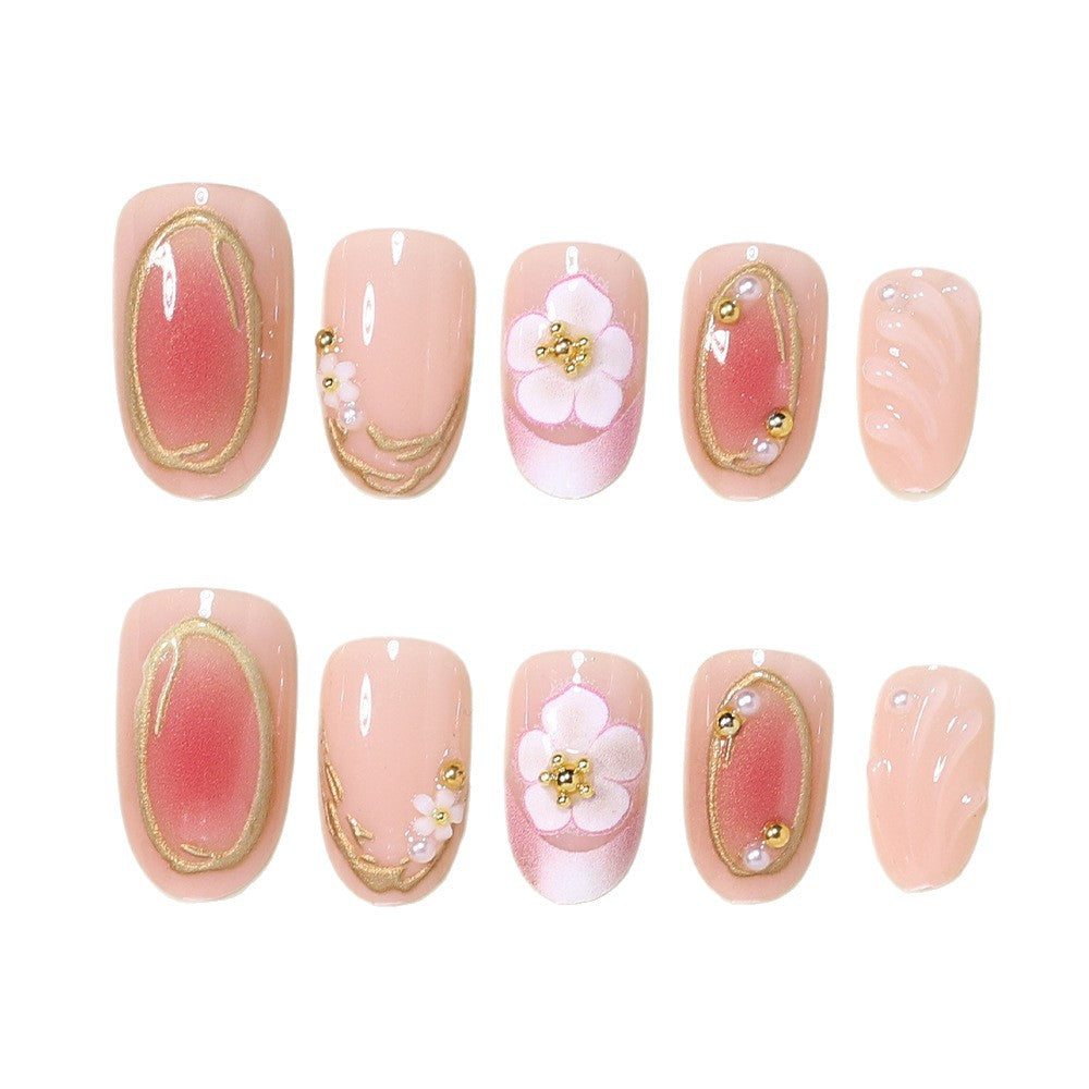 Florales Verziertes Press-On Nagelkunst Set Karnz