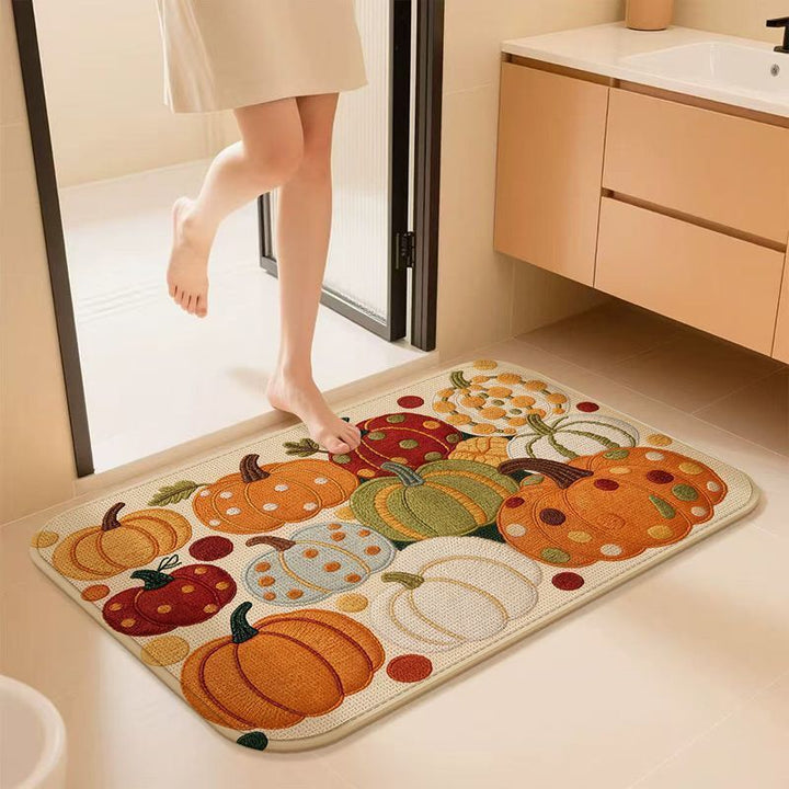 Dekorativer Kürbis-Badteppich