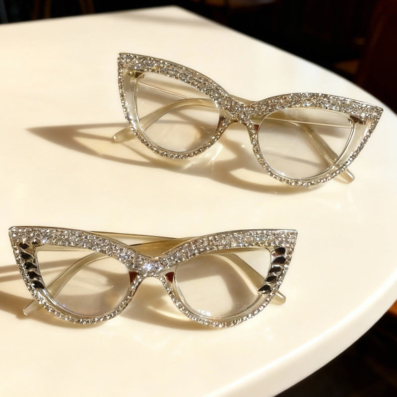 Rhinestone-beschmückte Cat-Eye-Brillen Karnz
