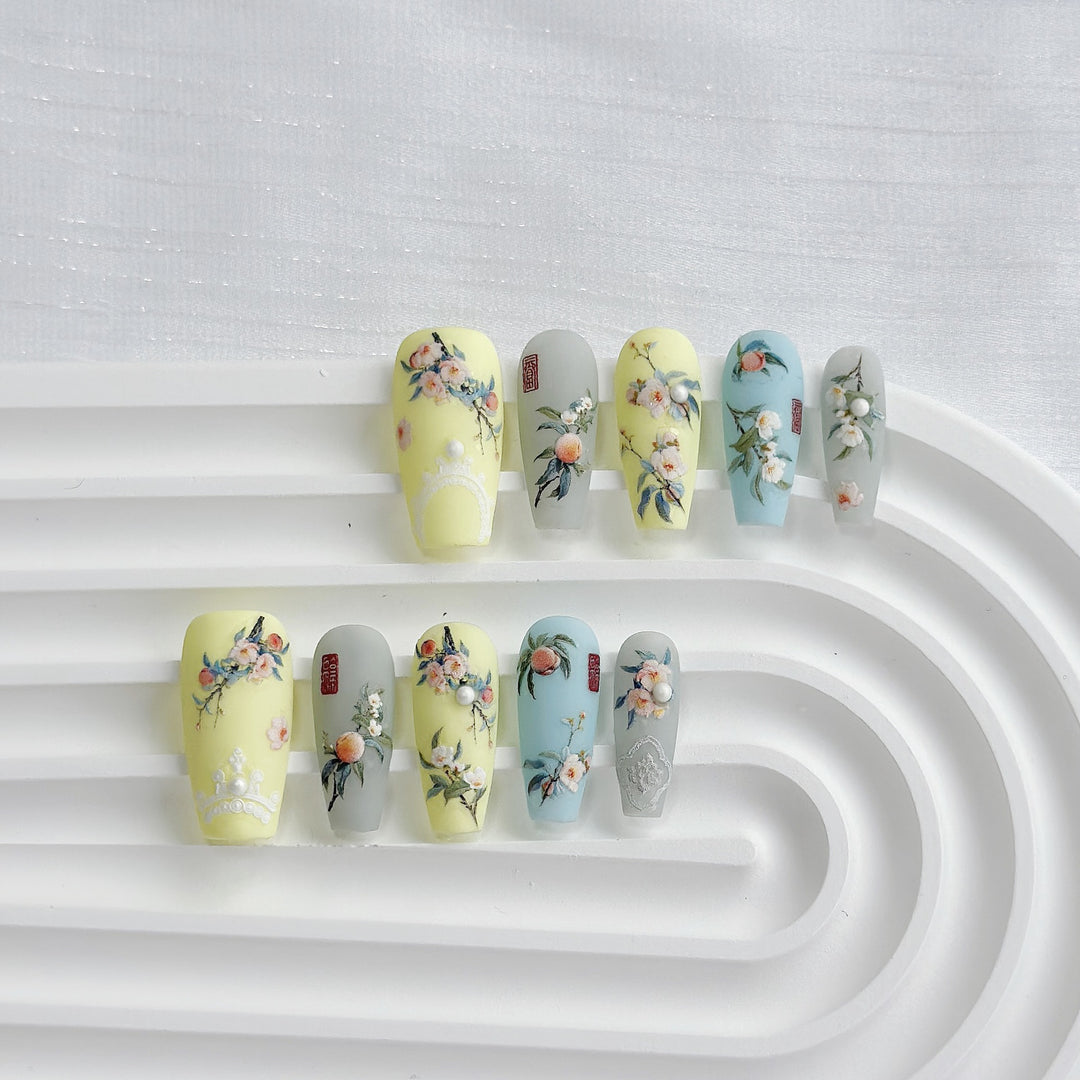 Blumenmuster Press-On Nageldesign Set  1791774492