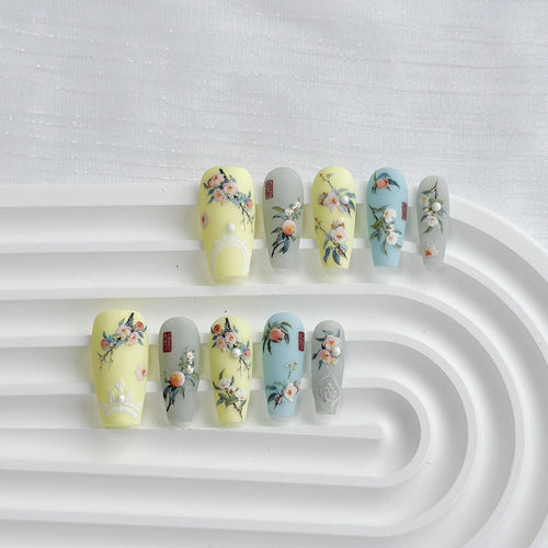 Blumenmuster Press-On Nageldesign Set  1791774492