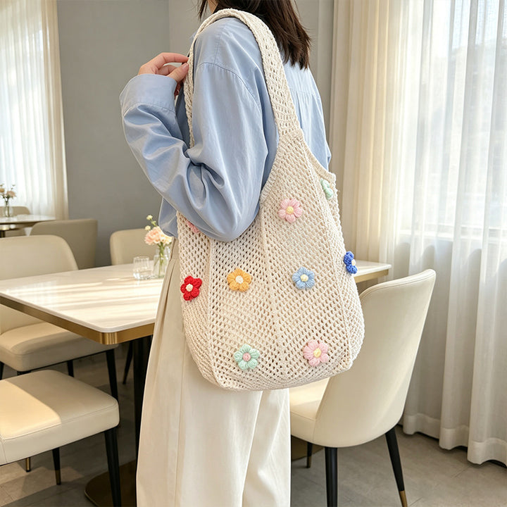 Blumenmuster Häkel-Tote Bag Karnz