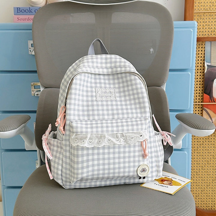 Süßer Gingham-Print-Rucksack Karnz