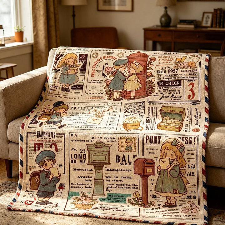 Gemütliche Vintage-Themen-Fleece-Decke Karnz
