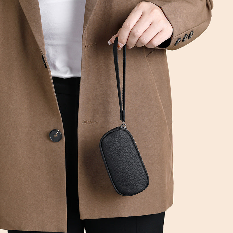 Strukturierte Leder Reise Kosmetiktasche