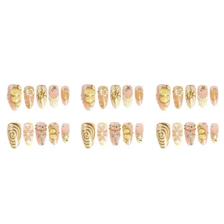 Künstlerisches Blumendesign Premium Press-On Nagelset Karnz