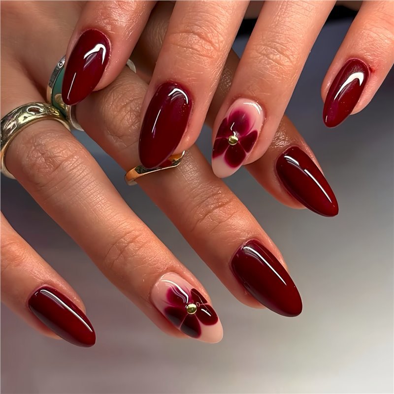 Elegante florale Press-On Nagel Set Karnz