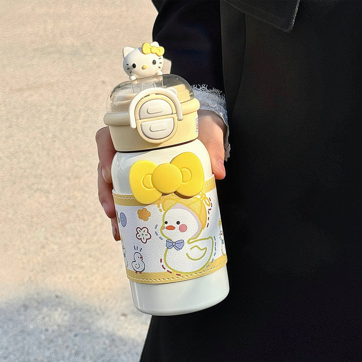 Damen kreative Trinkflasche mit interaktivem Deckel und süßem Motiv Karnz