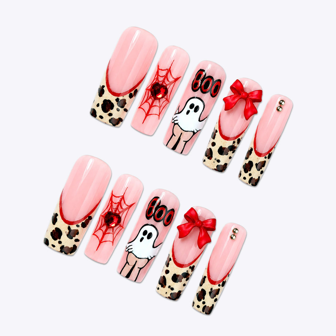 Themen Halloween Press-On Nagel Set mit Tier- und Gespenstermotiven Karnz