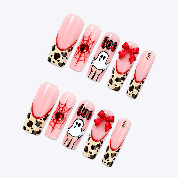 Themen Halloween Press-On Nagel Set mit Tier- und Gespenstermotiven Karnz