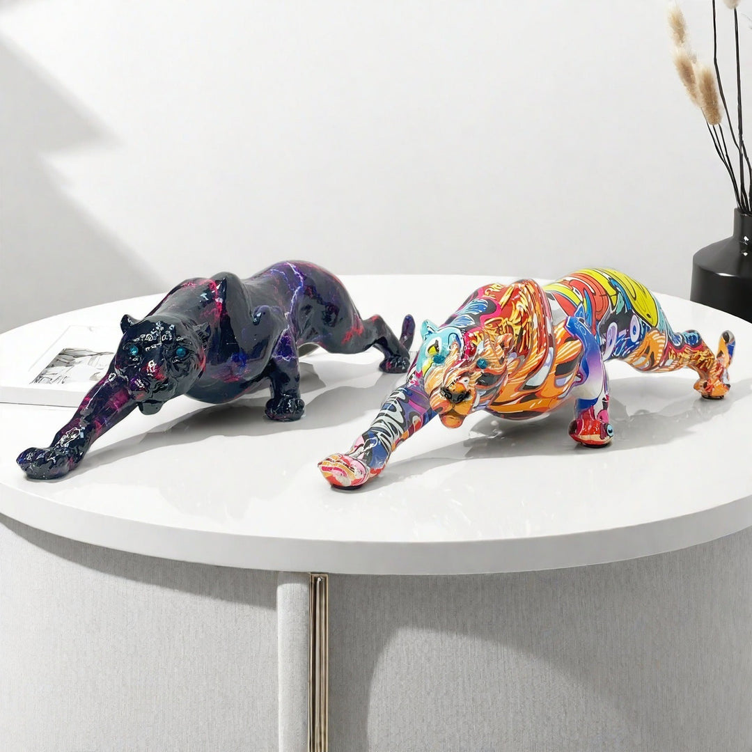 Kunstvolle Panther Skulptur aus Handarbeit Karnz