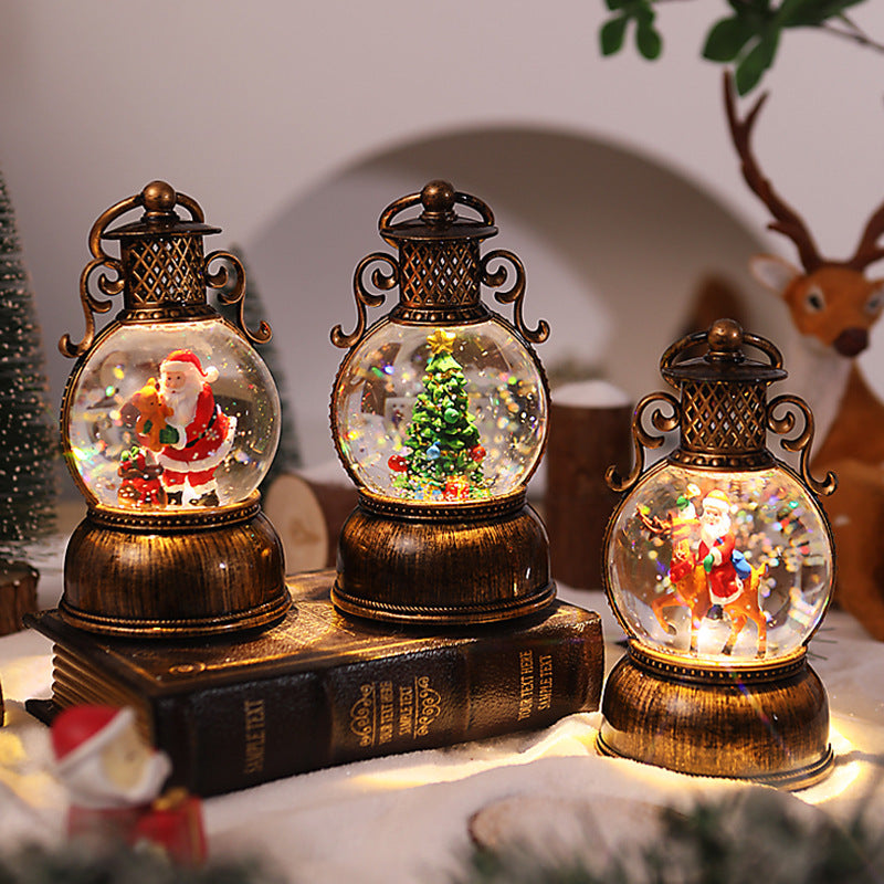 Nostalgische Weihnachtslaterne mit beweglicher Schneemann-Szene Karnz