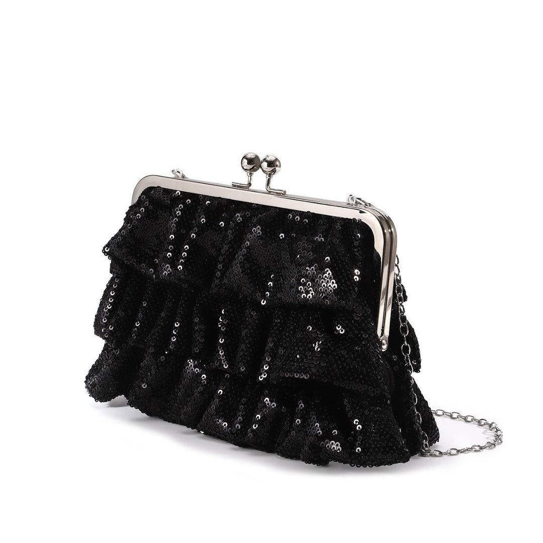Rüschige Pailletten Abend-Clutch