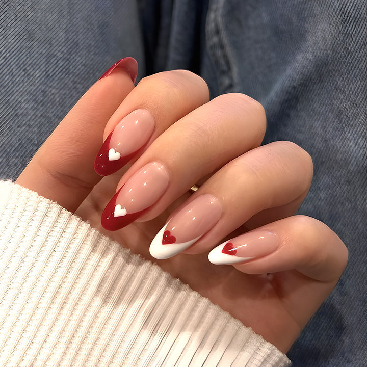 Heart-Accent Stiletto Press-On Nägel Karnz
