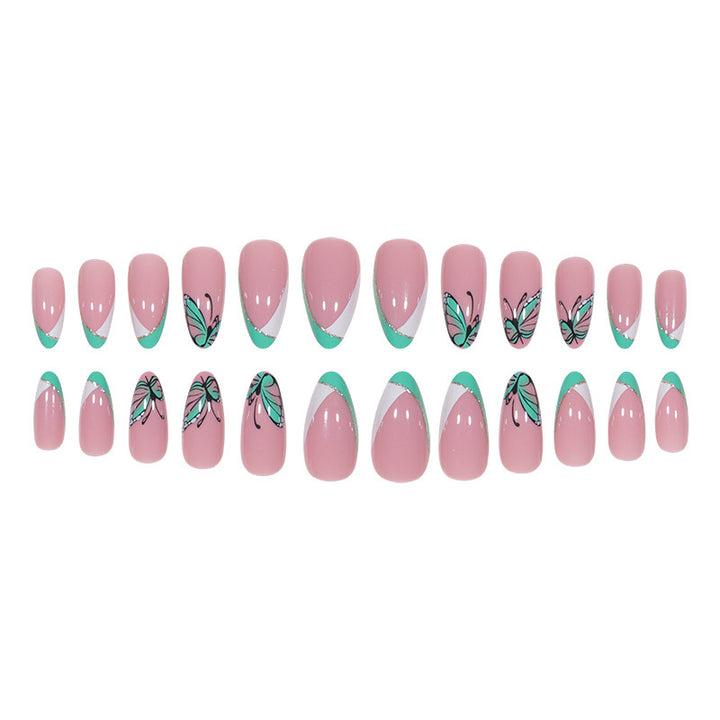 Künstlerisches Press-On Nagelset mit Schmetterlingsdesign Karnz