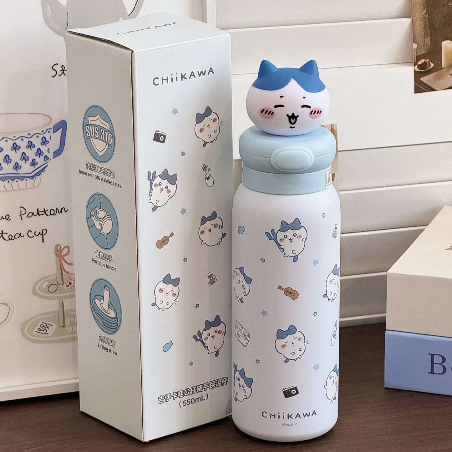 Damen Edelstahl Trinkflasche mit interaktivem Tierkopfdesign Karnz