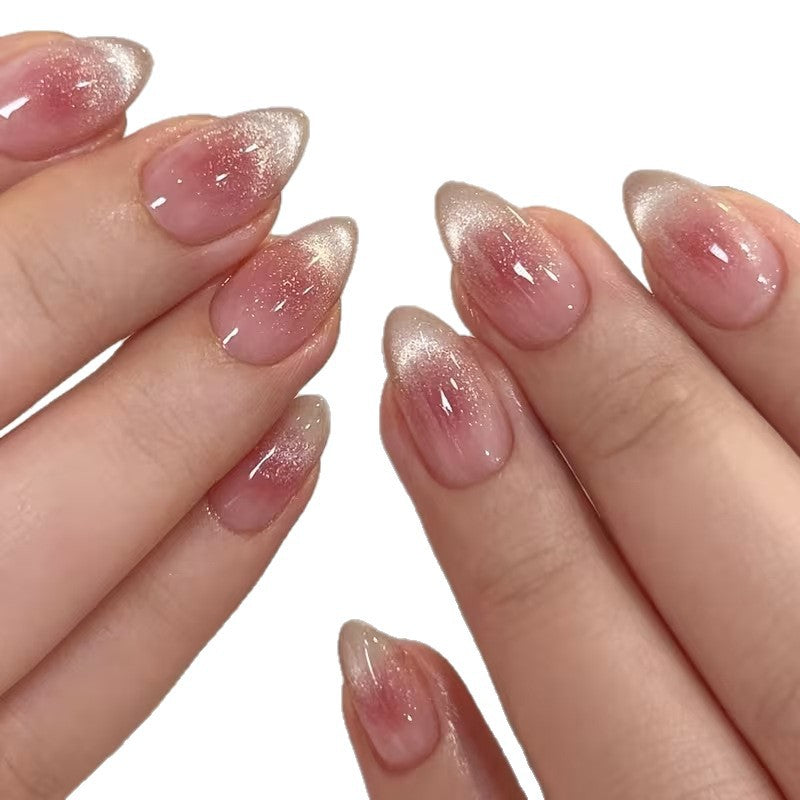Glitzernde French Tip Press-On Nägel Karnz