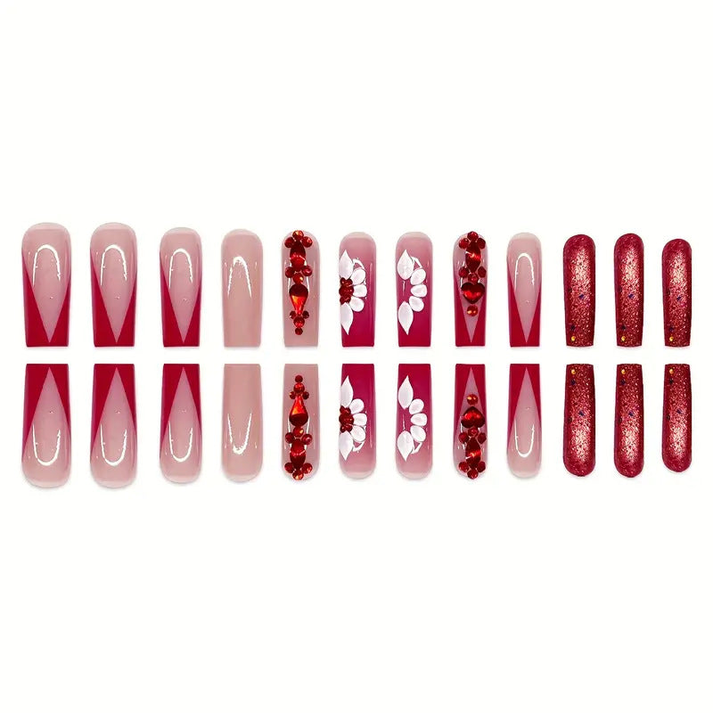 Glamouröse 3D Blumennagelverzierung Karnz