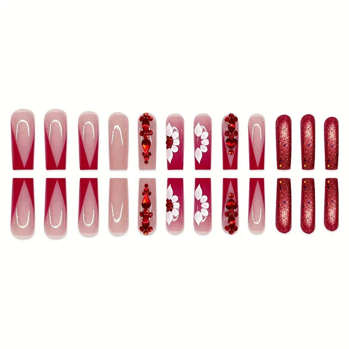 Glamouröse 3D Blumennagelverzierung Karnz