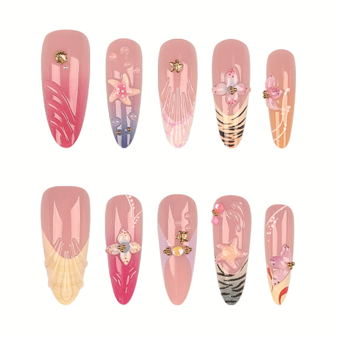 Künstlerisches Floral Press-On Nagelset
