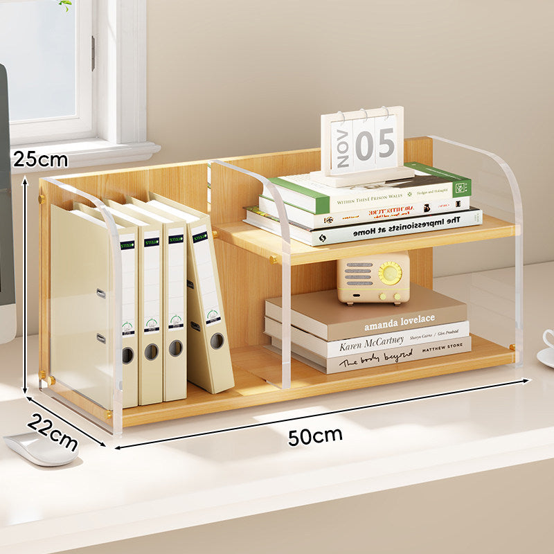 Gekrümmtes Acrylpanel Dual-Compartment Schreibtisch Buch- und Dokumentenorganisator